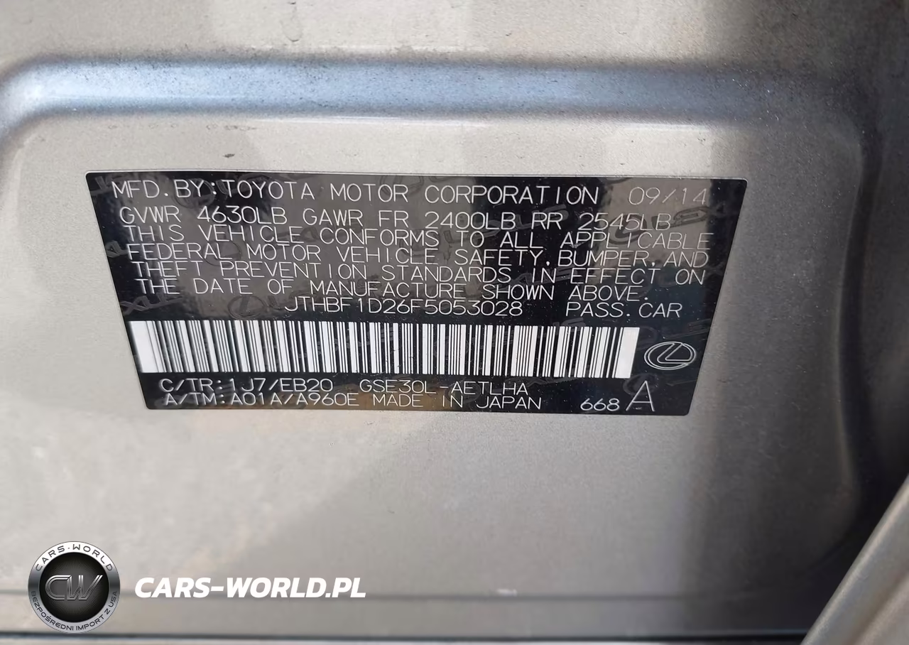 2015 Lexus Is 250 VIN:JTHBF1D26F5053028 - 9
