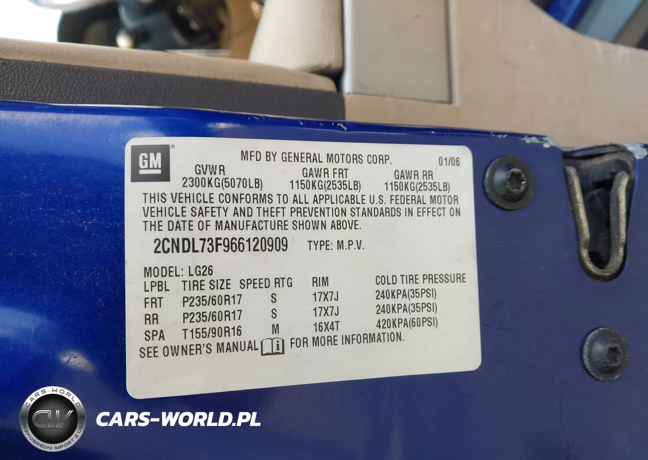 2006 Chevrolet Equinox Lt VIN:2CNDL73F966120909 - 9