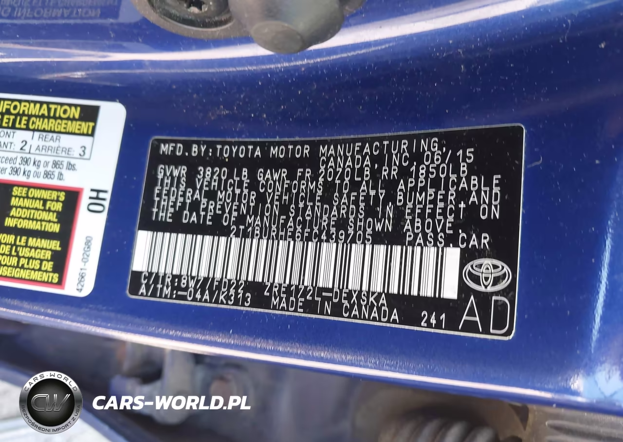 2015 Toyota Corolla S Plus VIN:2T1BURHE6FC439705 - 9