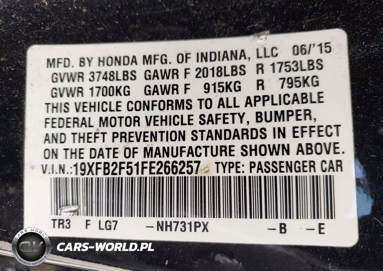 2015 Honda Civic Lx VIN:19XFB2F51FE266257 - 9
