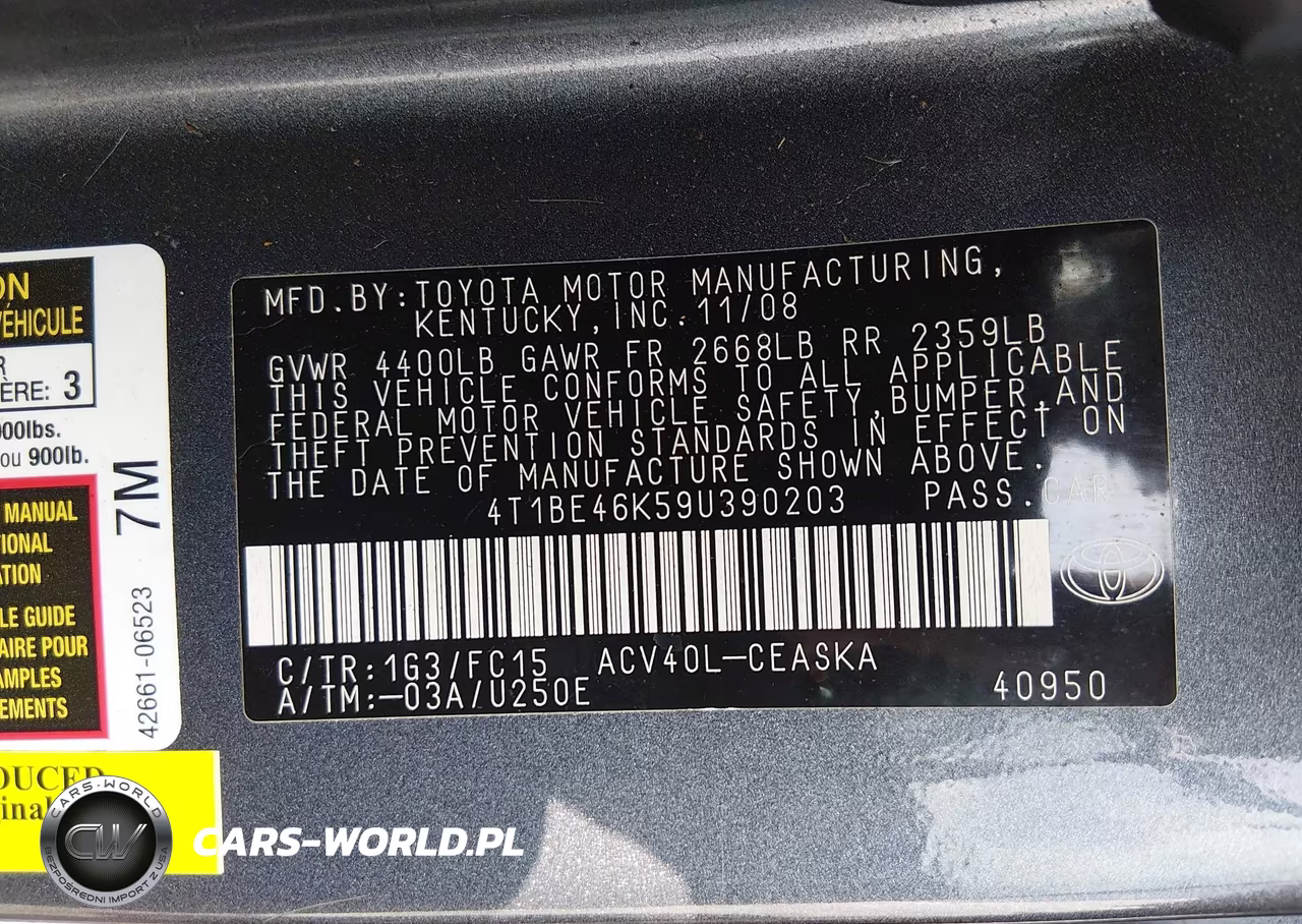 2009 Toyota Camry Se VIN:4T1BE46K59U390203 - 9