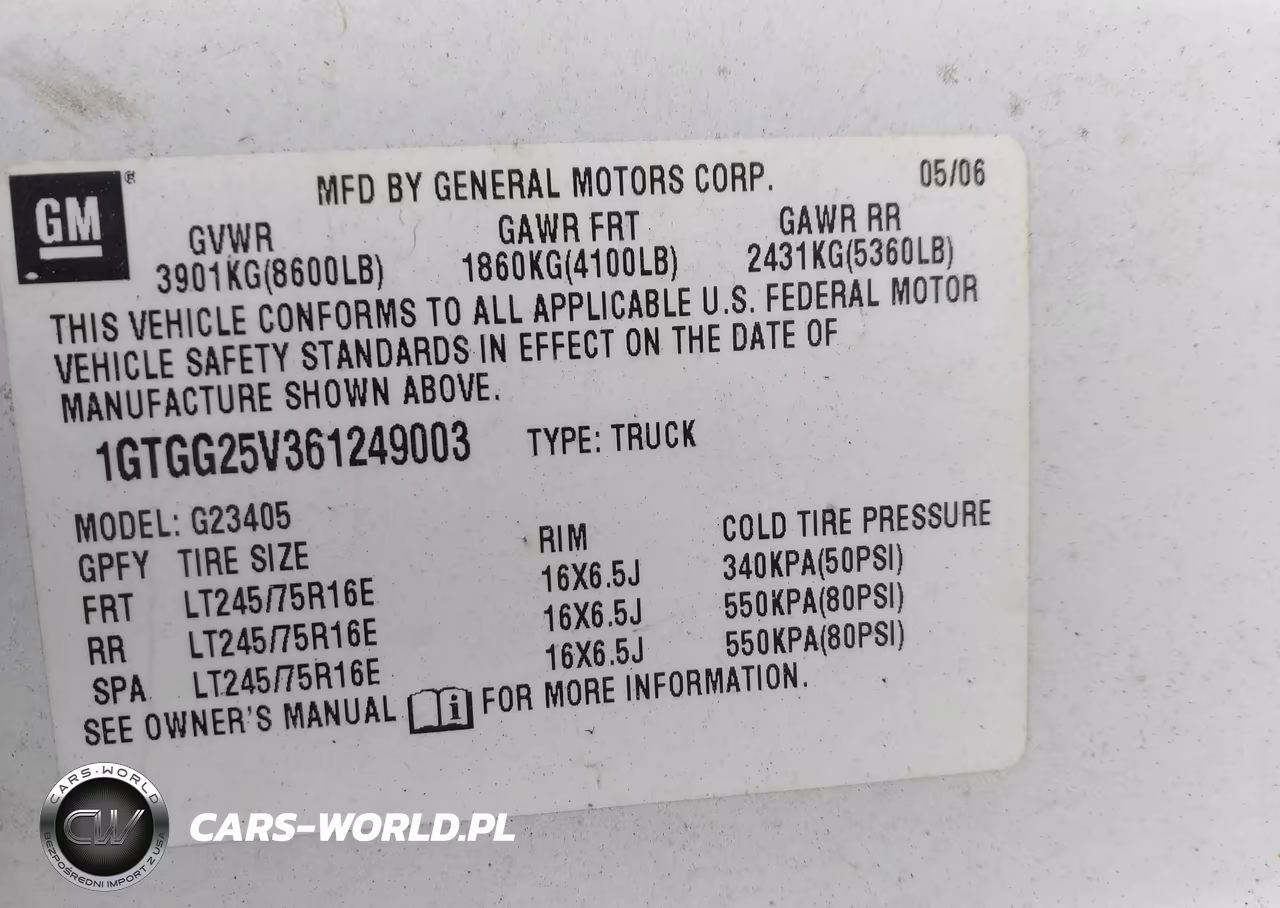 2006 GMC Savana Work Van VIN:1GTGG25V361249003 - 9