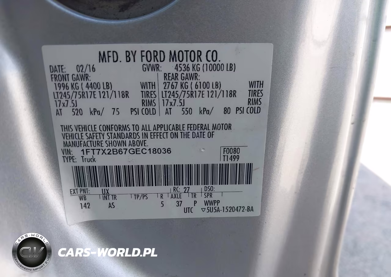 2016 Ford F-250 Xl VIN:1FT7X2B67GEC18036 - 9