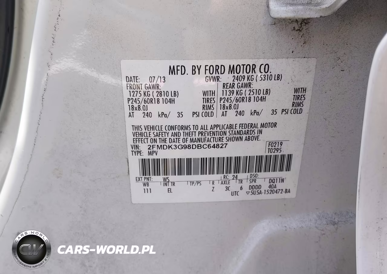 2013 Ford Edge Se VIN:2FMDK3G98DBC64827 - 9