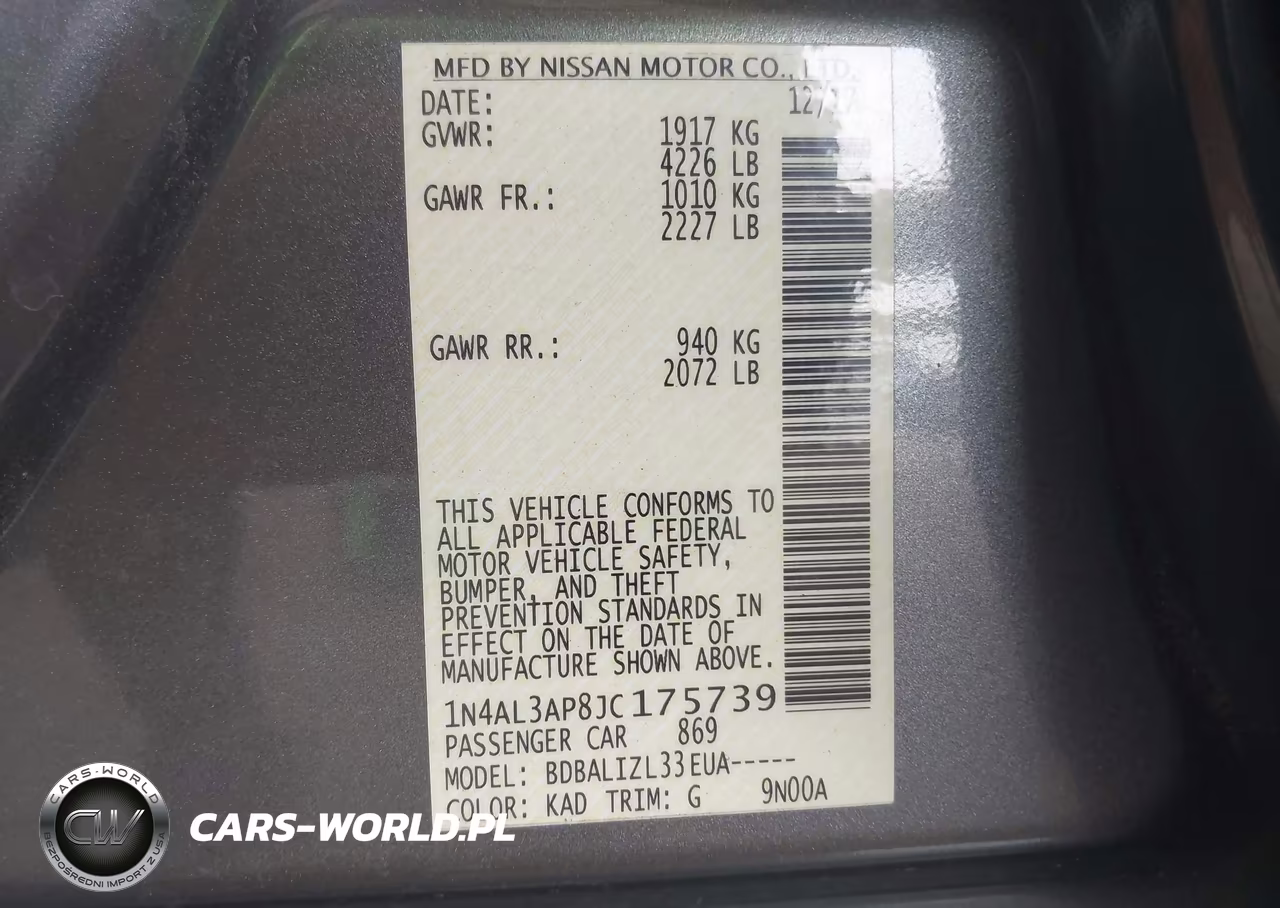 2018 Nissan Altima 2.5 Sv VIN:1N4AL3AP8JC175739 - 9