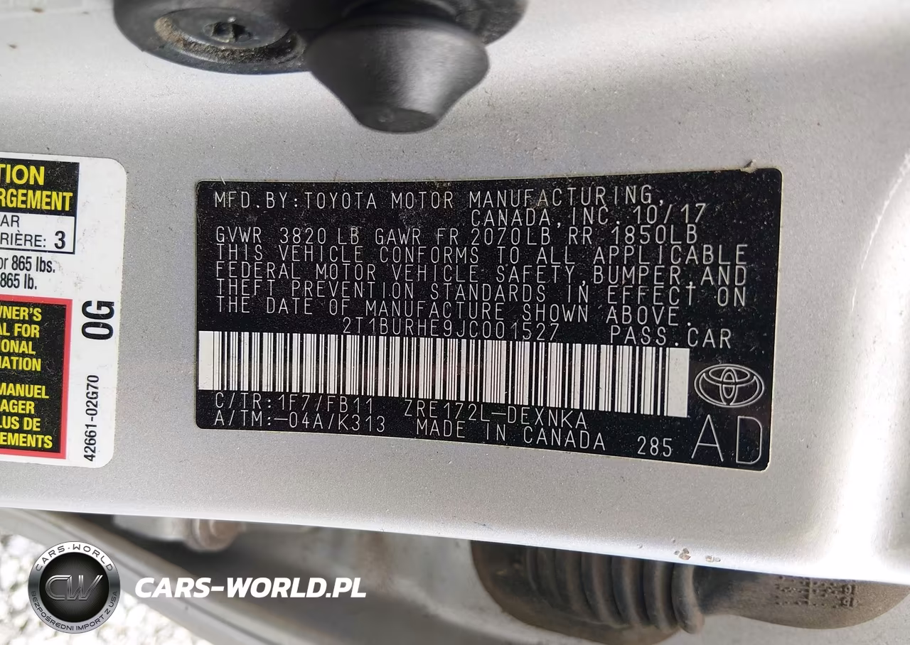 2018 Toyota Corolla Le VIN:2T1BURHE9JC001527 - 9