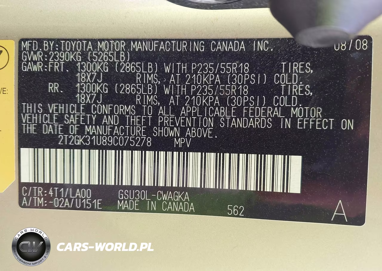 2009 Lexus Rx 350 VIN:2T2GK31U89C075278 - 9