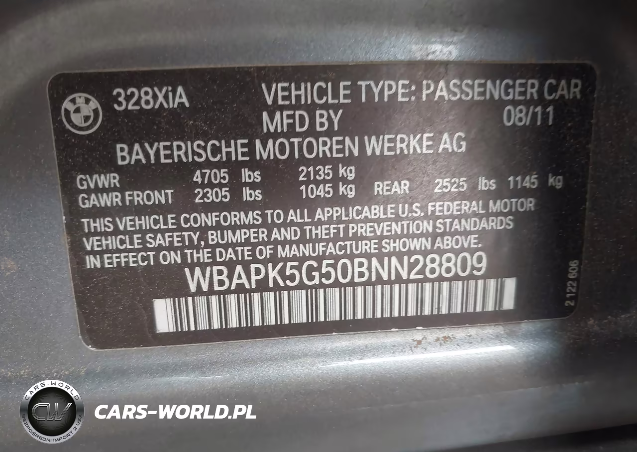 2011 BMW 328I xDrive VIN:WBAPK5G50BNN28809 - 9