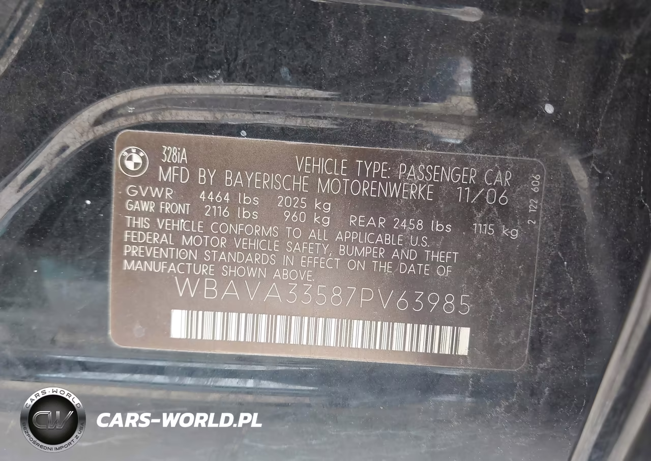 2007 BMW 328I VIN:WBAVA33587PV63985 - 9