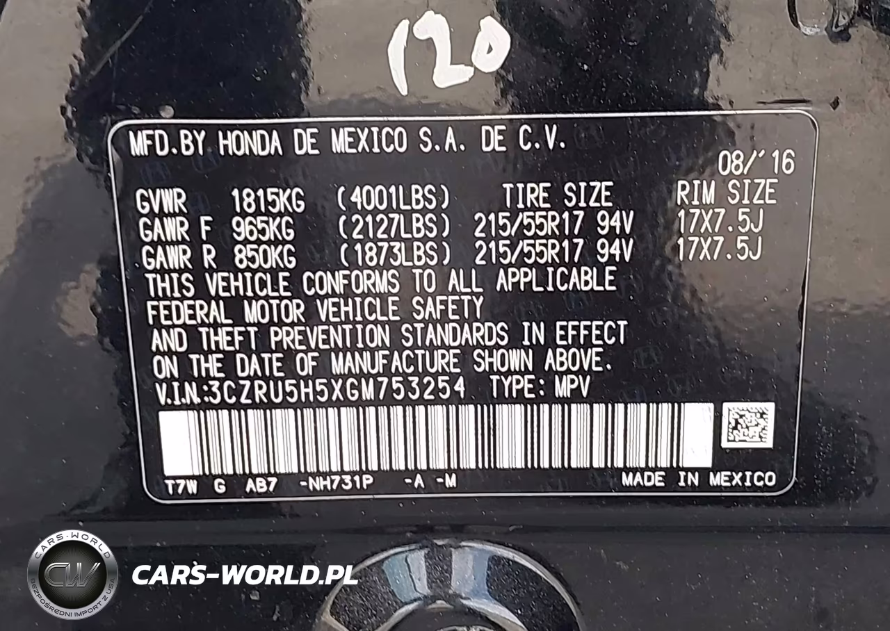 2016 Honda Hr-V Ex VIN:3CZRU5H5XGM753254 - 9