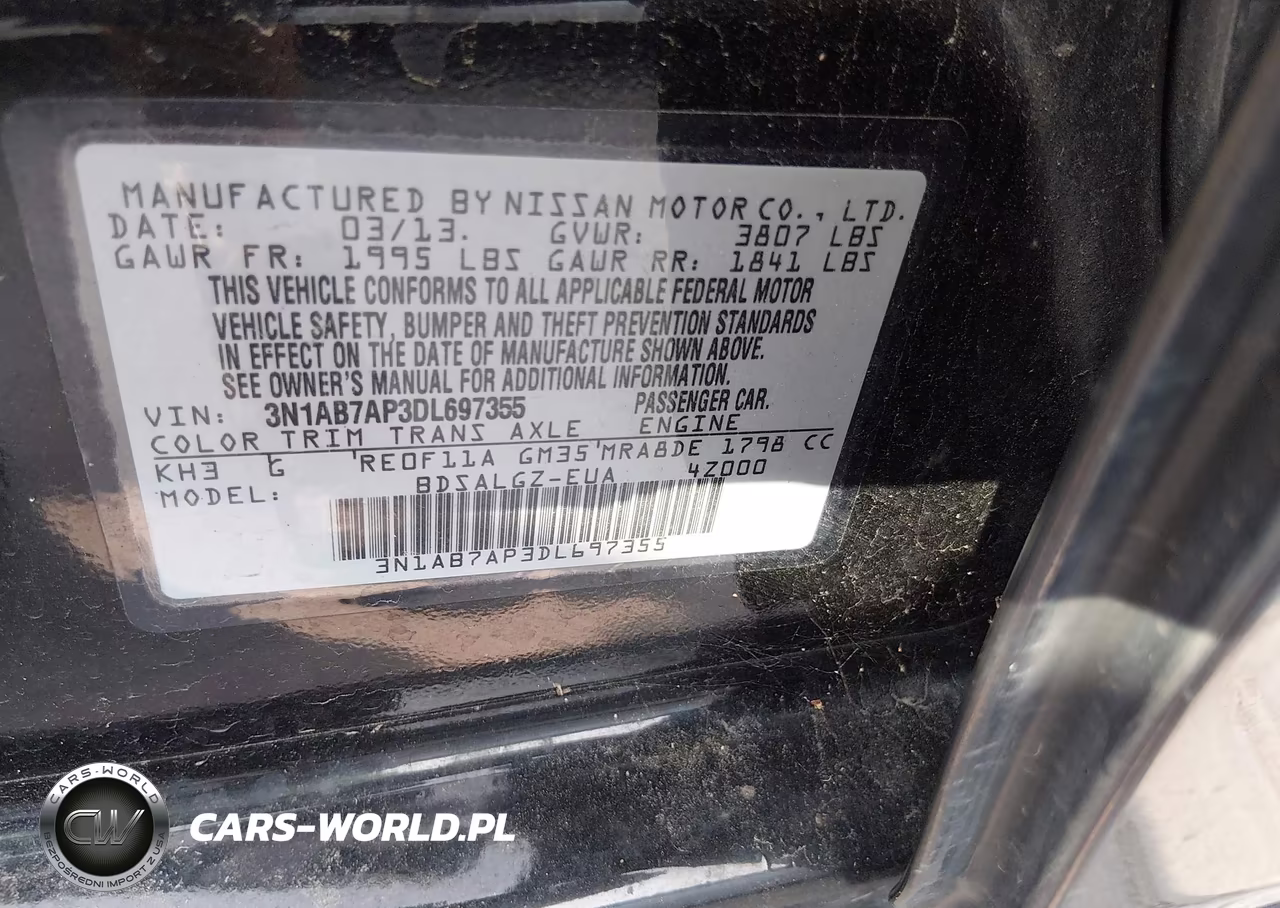 2013 Nissan Sentra Sl VIN:3N1AB7AP3DL697355 - 9