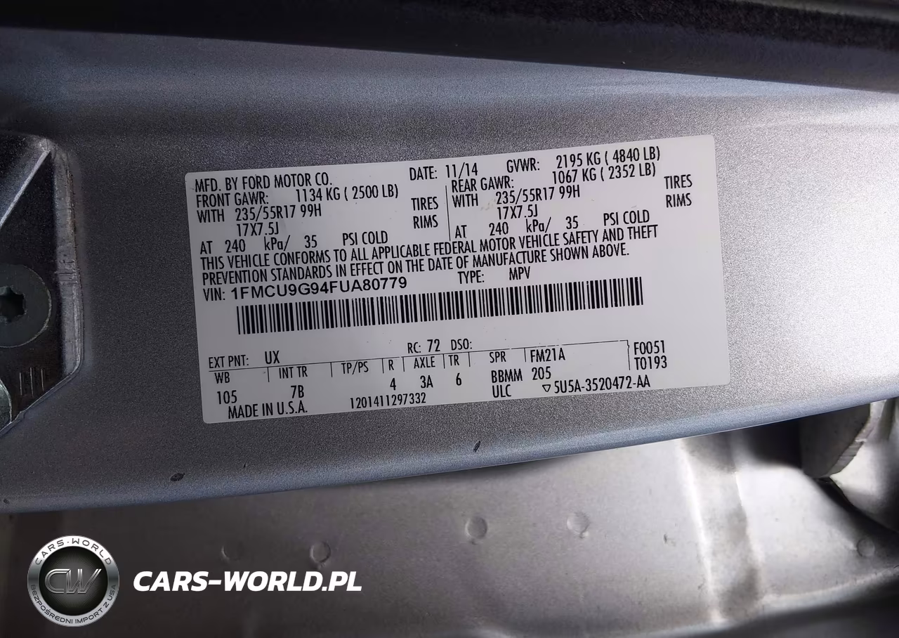 2015 Ford Escape Se VIN:1FMCU9G94FUA80779 - 9