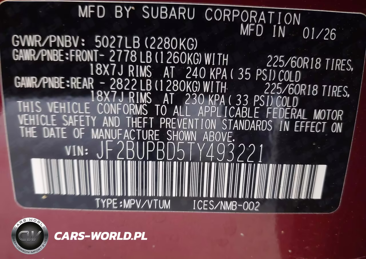 2026 Subaru Outback Premium VIN:JF2BUPBD5TY493221 - 9