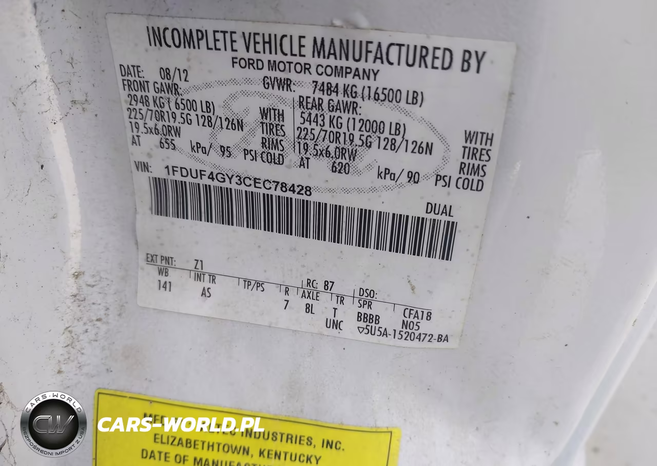 2012 Ford F-450 Chassis Xl VIN:1FDUF4GY3CEC78428 - 8
