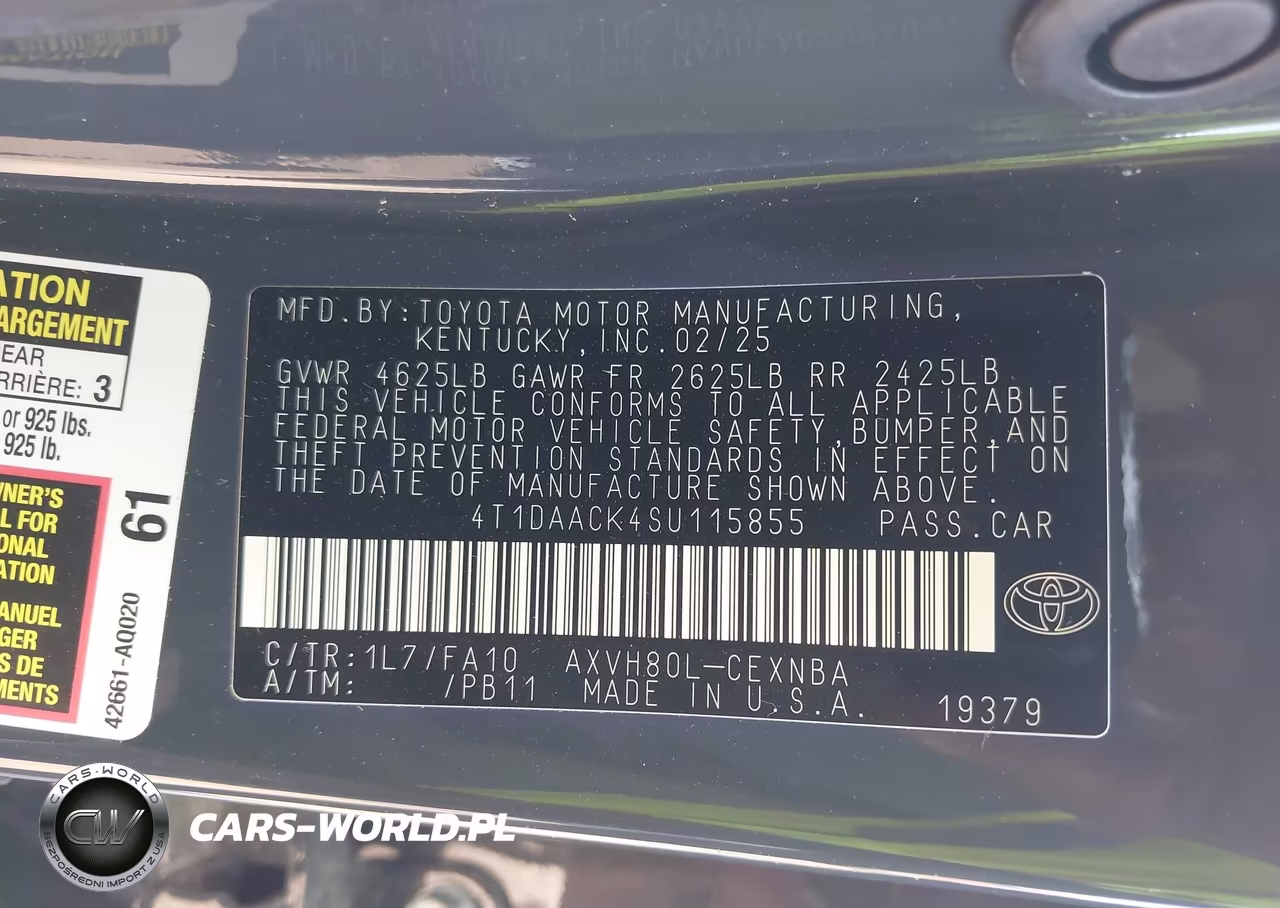 2025 Toyota Camry Le VIN:4T1DAACK4SU115855 - 9