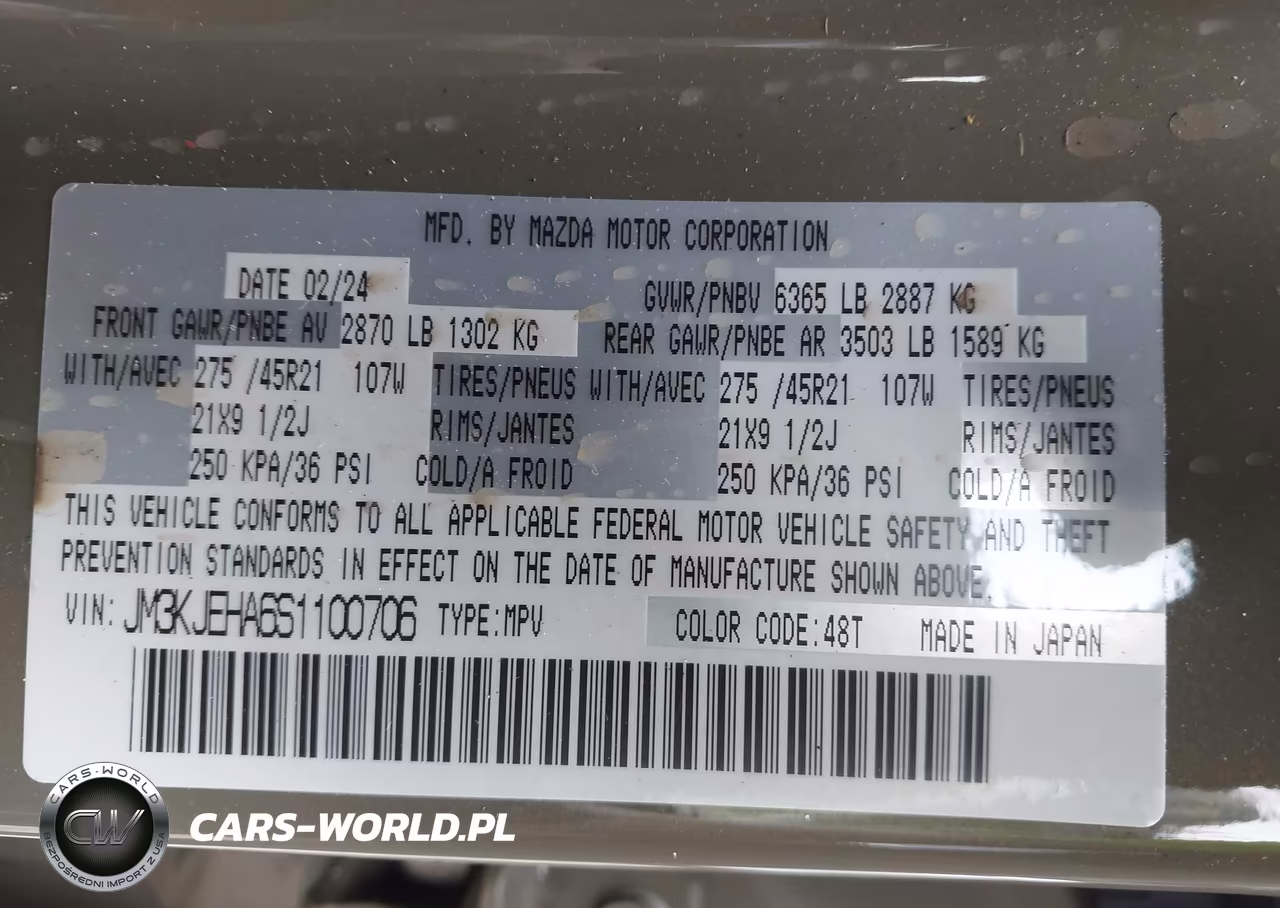2025 Mazda Cx-70 Phev Premium Plus Package VIN:JM3KJEHA6S1100706 - 9