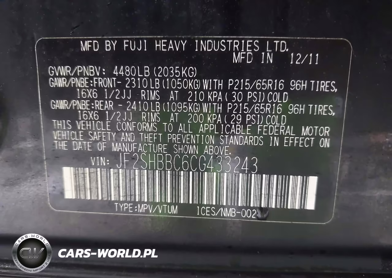 2012 Subaru Forester 2.5X VIN:JF2SHBBC6CG433243 - 9