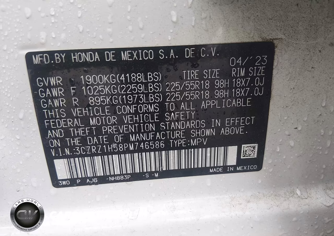 2023 Honda Hr-V 2Wd Sport VIN:3CZRZ1H58PM746586 - 9
