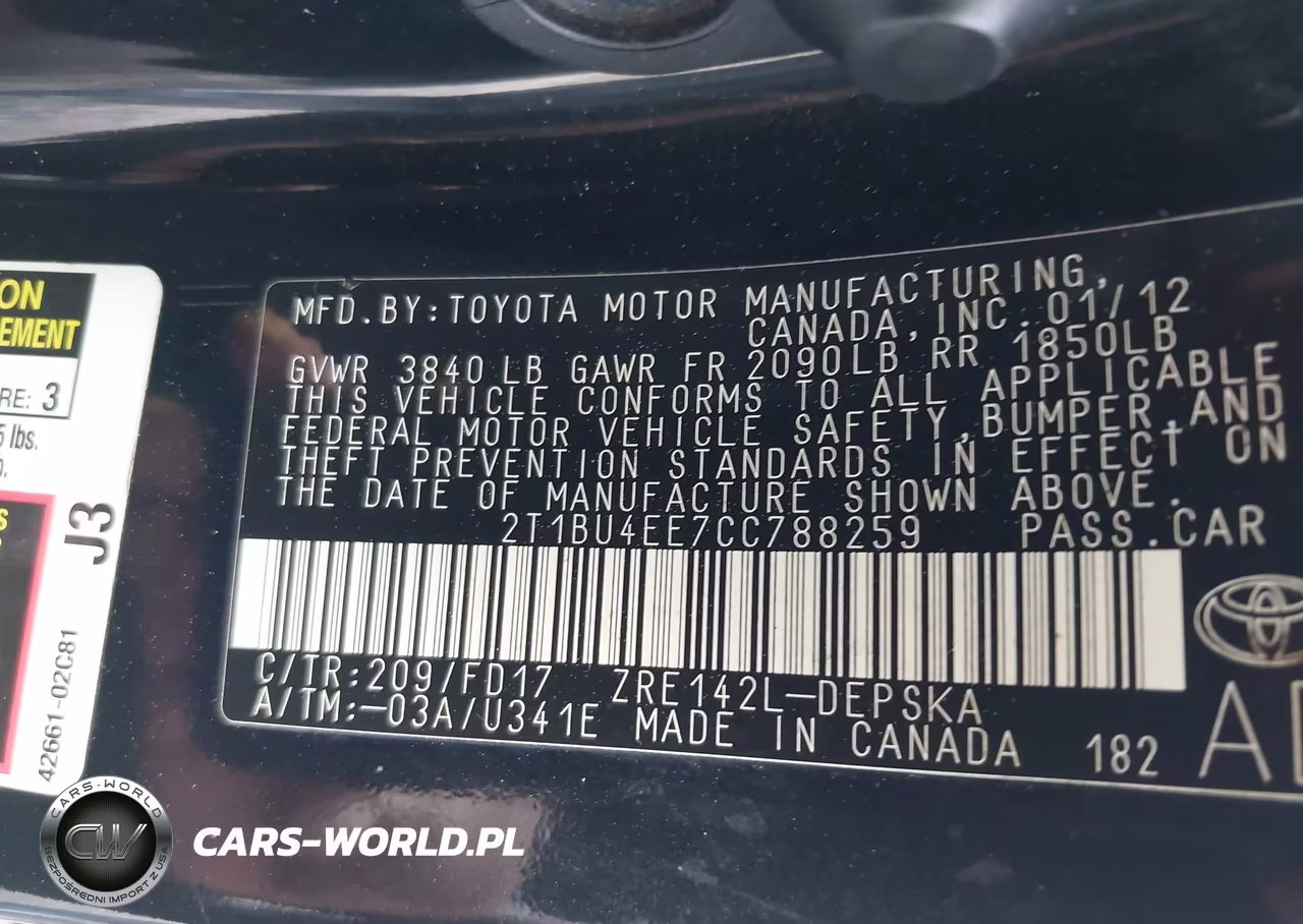 2012 Toyota Corolla S VIN:2T1BU4EE7CC788259 - 9