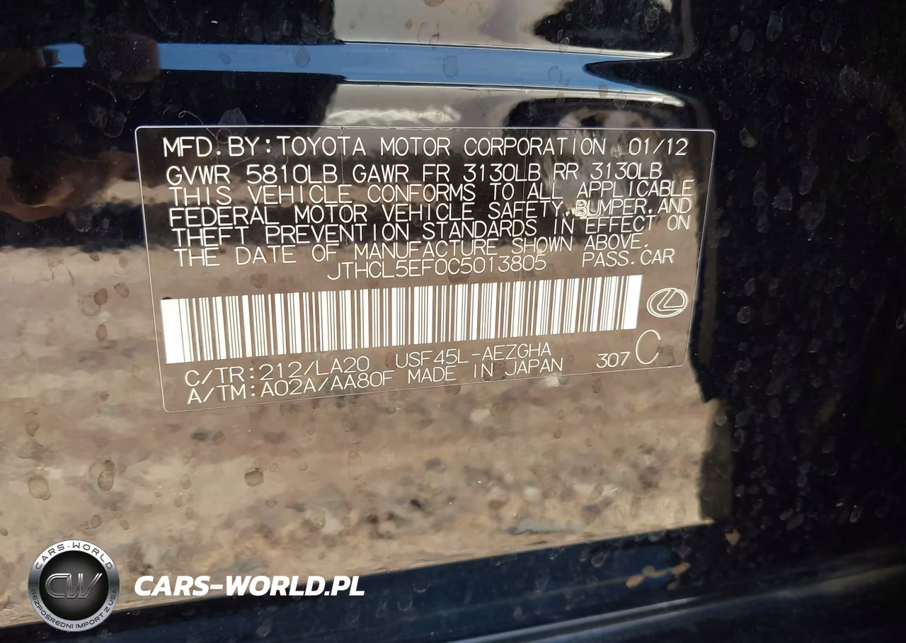 2012 Lexus Ls 460 VIN:JTHCL5EF0C5013805 - 9