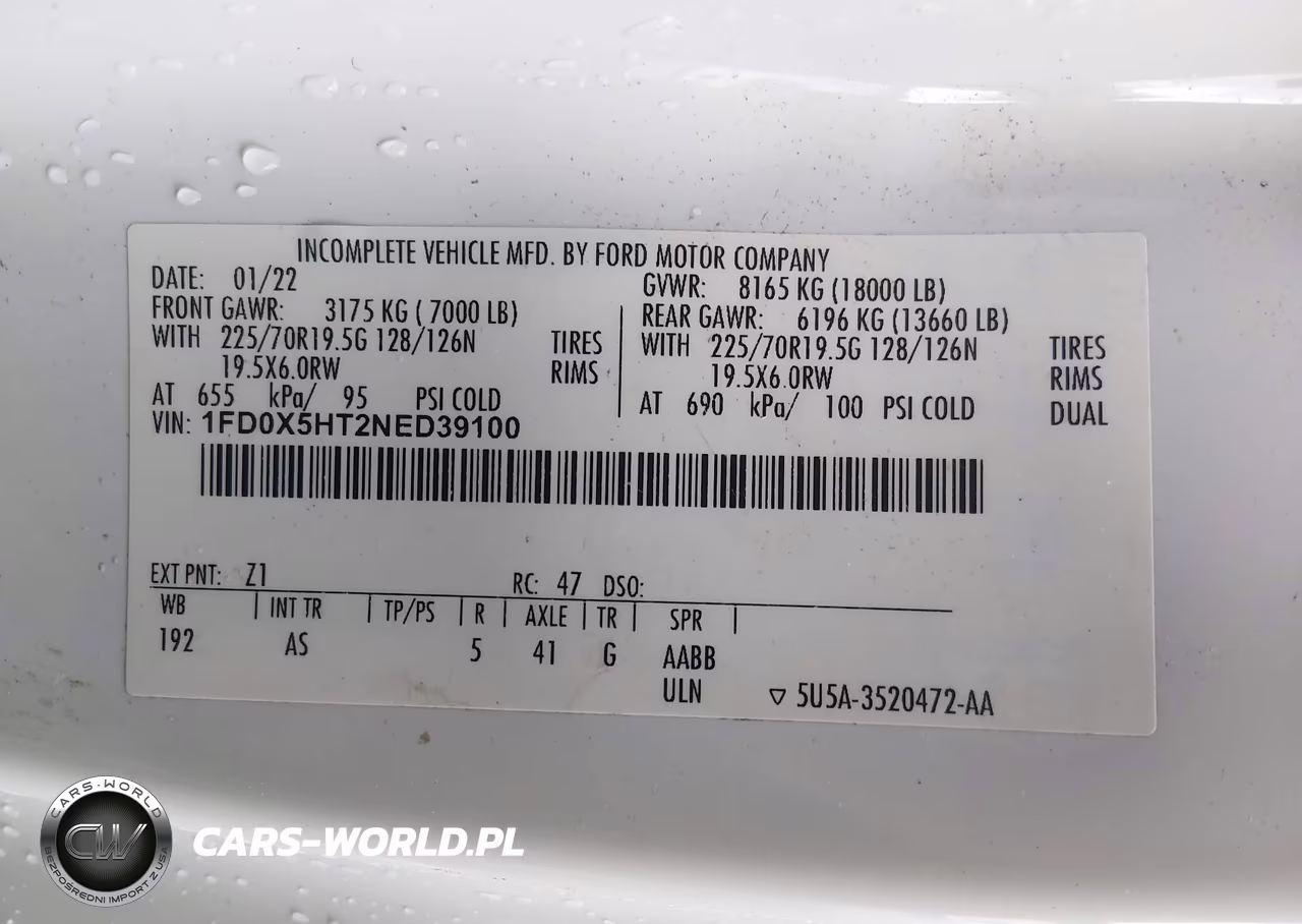 2022 Ford F-550 Chassis Xl VIN:1FD0X5HT2NED39100 - 8