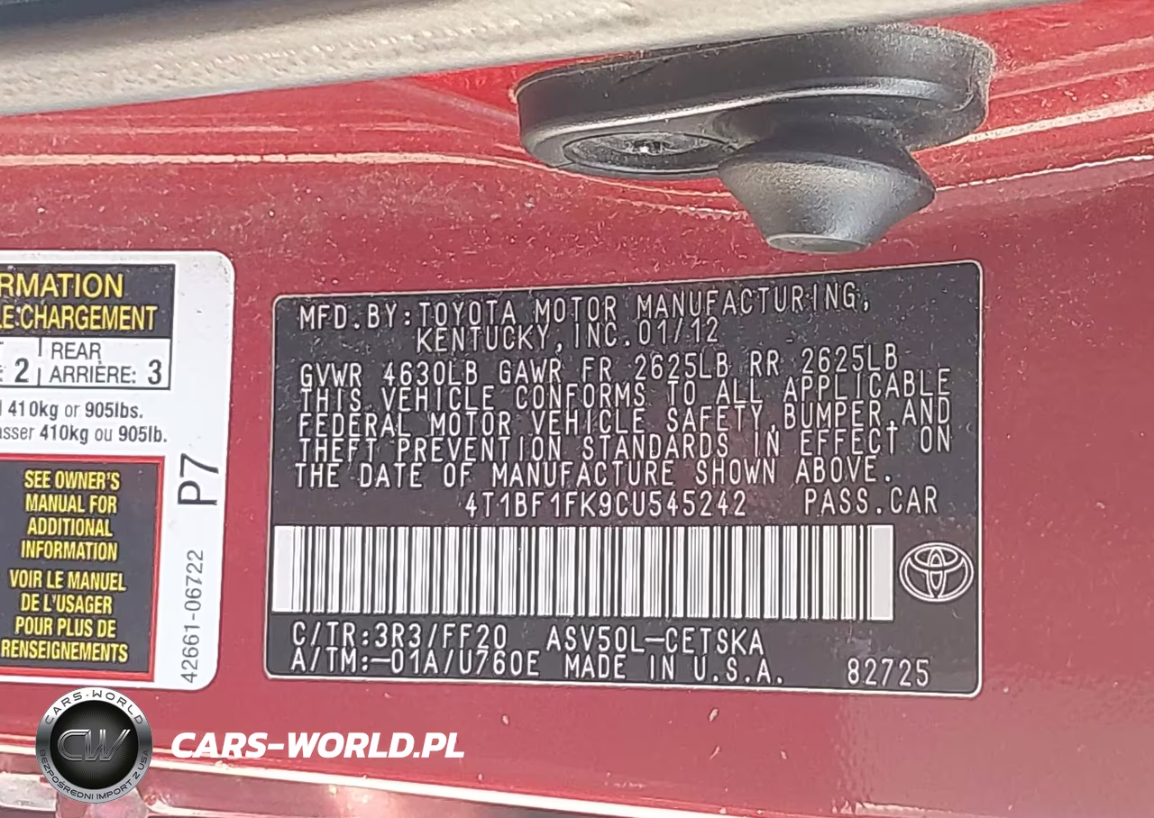 2012 Toyota Camry Se VIN:4T1BF1FK9CU545242 - 9