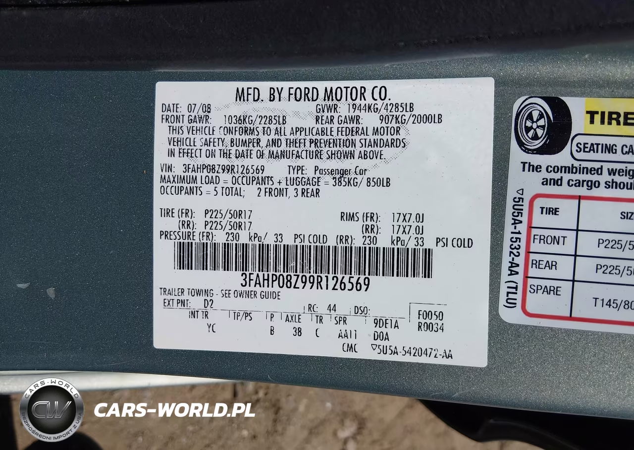 2009 Ford Fusion Sel VIN:3FAHP08Z99R126569 - 9