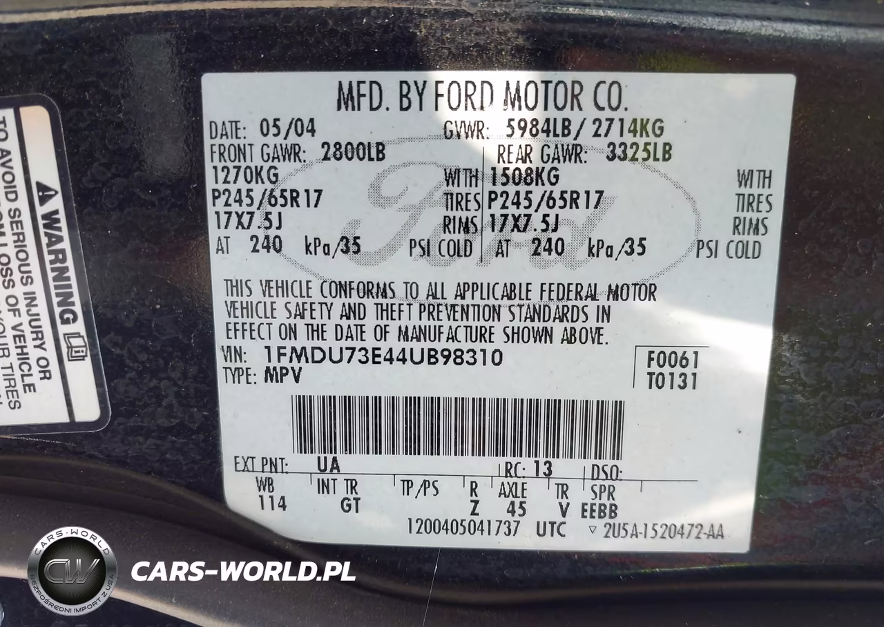 2004 Ford Explorer Nbx-Xlt VIN:1FMDU73E44UB98310 - 9
