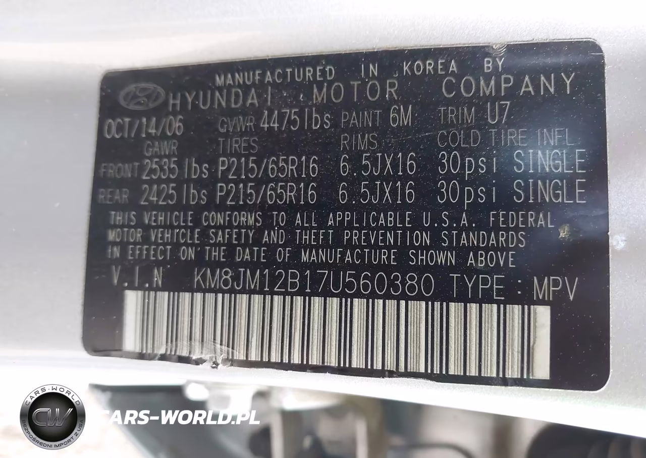 2007 Hyundai Tucson Gls VIN:KM8JM12B17U560380 - 9