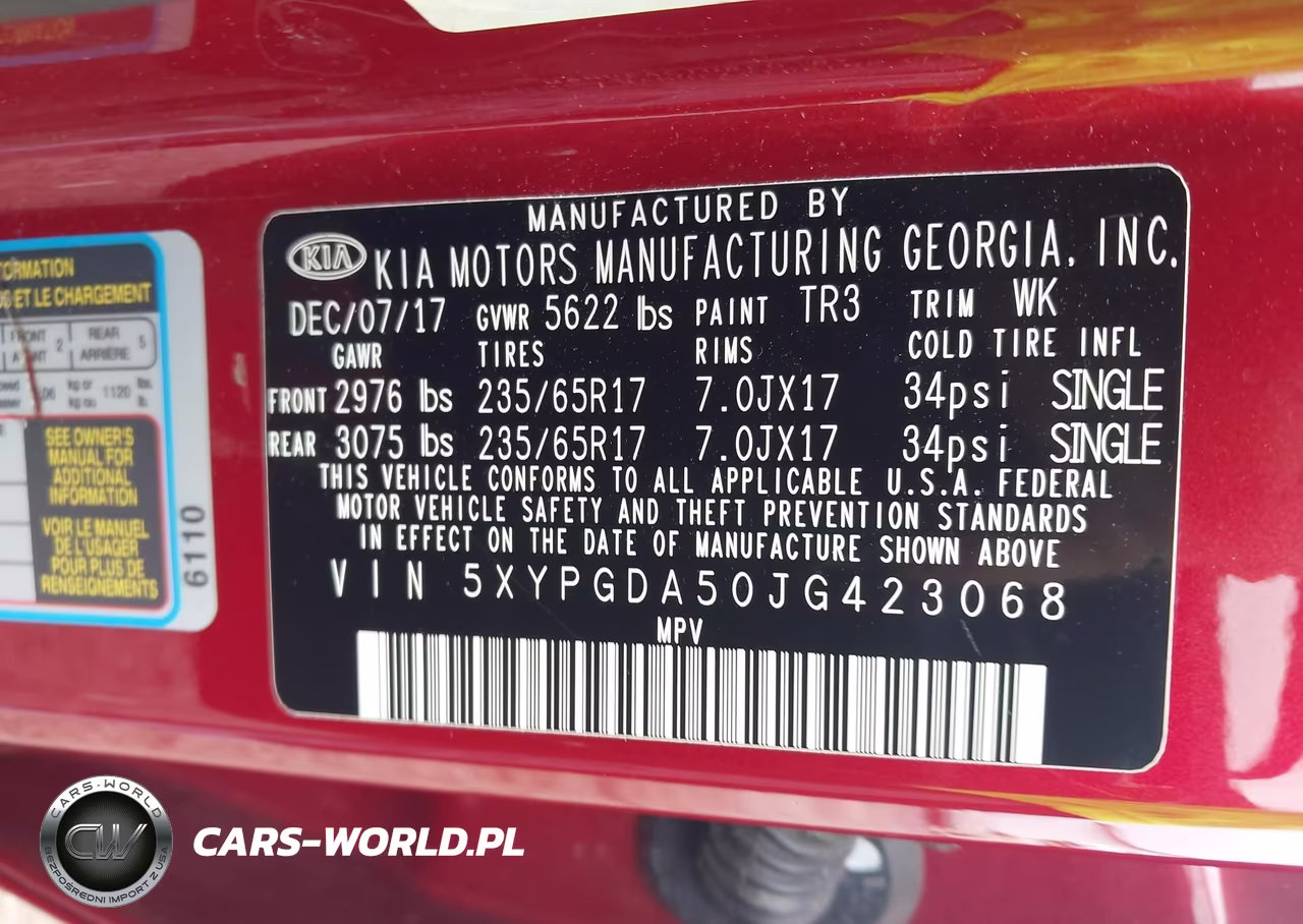 2018 Kia Sorento 3.3L Lx VIN:5XYPGDA50JG423068 - 9