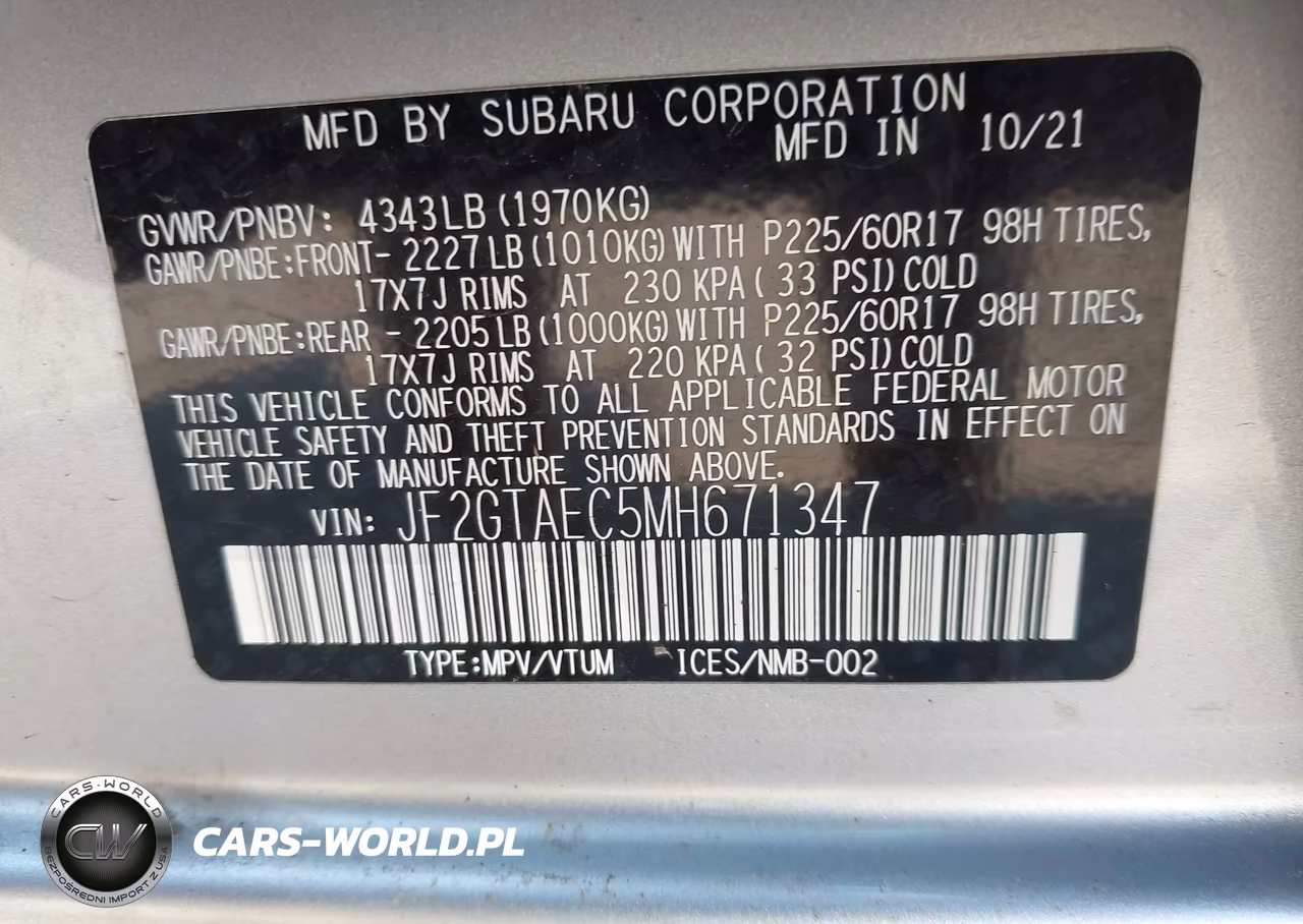 2021 Subaru Crosstrek Premium VIN:JF2GTAEC5MH671347 - 9