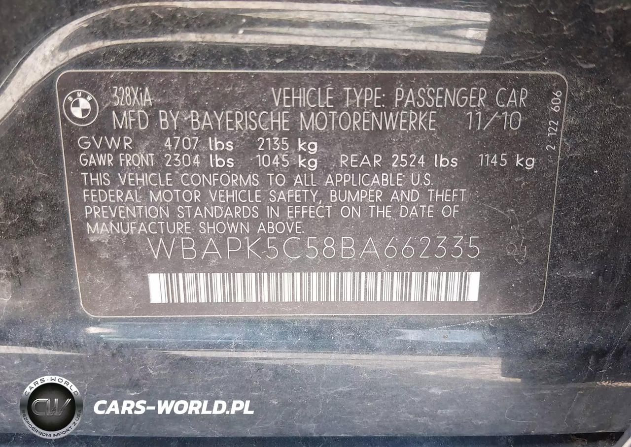 2011 BMW 328I xDrive VIN:WBAPK5C58BA662335 - 9