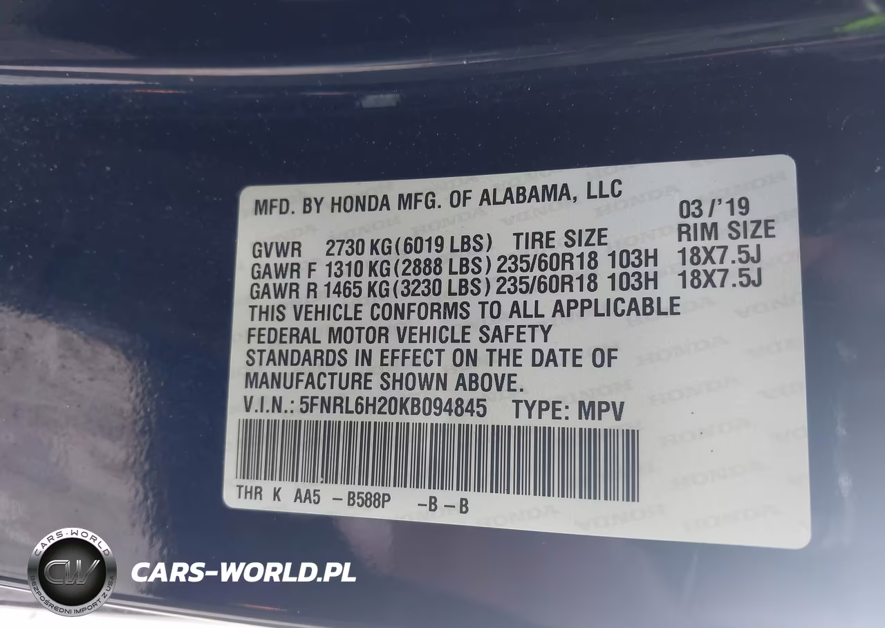 2019 Honda Odyssey Lx VIN:5FNRL6H20KB094845 - 9