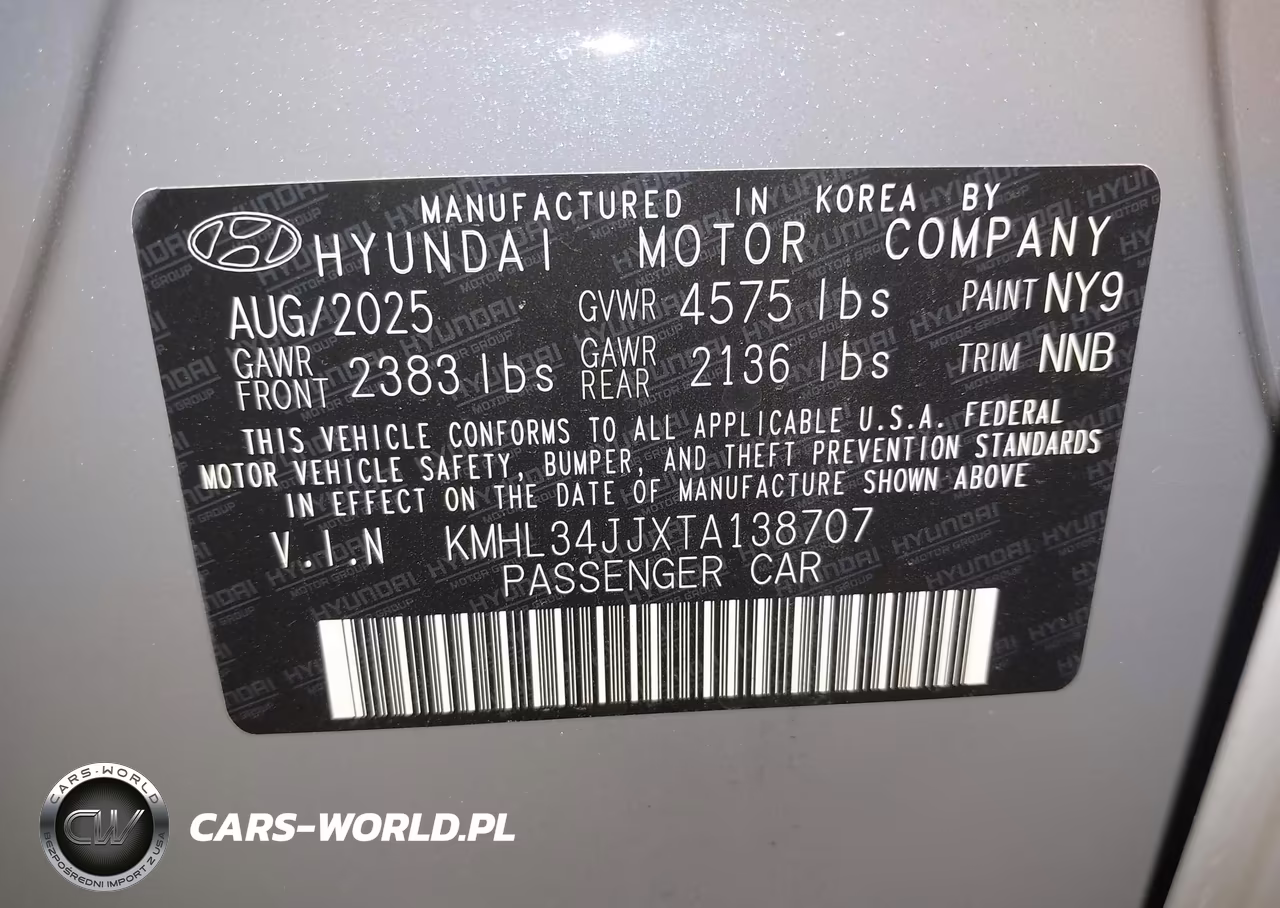 2026 Hyundai Sonata Hybrid Sel VIN:KMHL34JJXTA138707 - 9