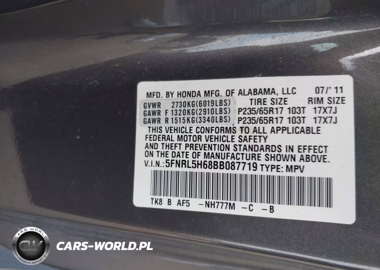 2011 Honda Odyssey Ex-L VIN:5FNRL5H68BB087719 - 9