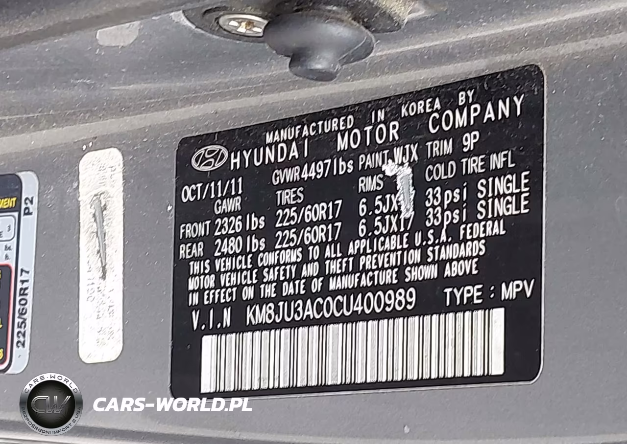 2012 Hyundai Tucson Gls VIN:KM8JU3AC0CU400989 - 9