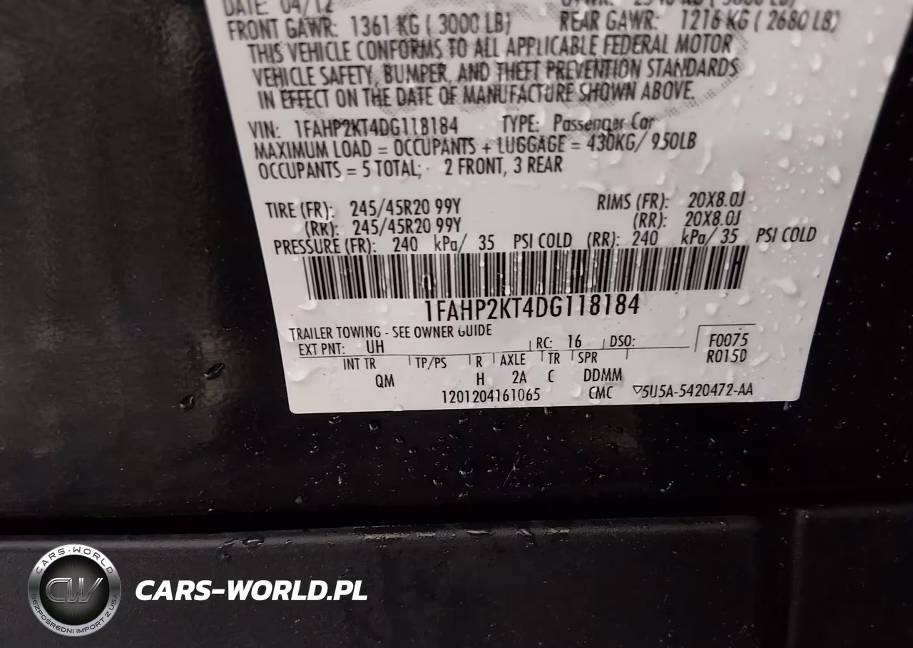 2013 Ford Taurus Sho VIN:1FAHP2KT4DG118184 - 9