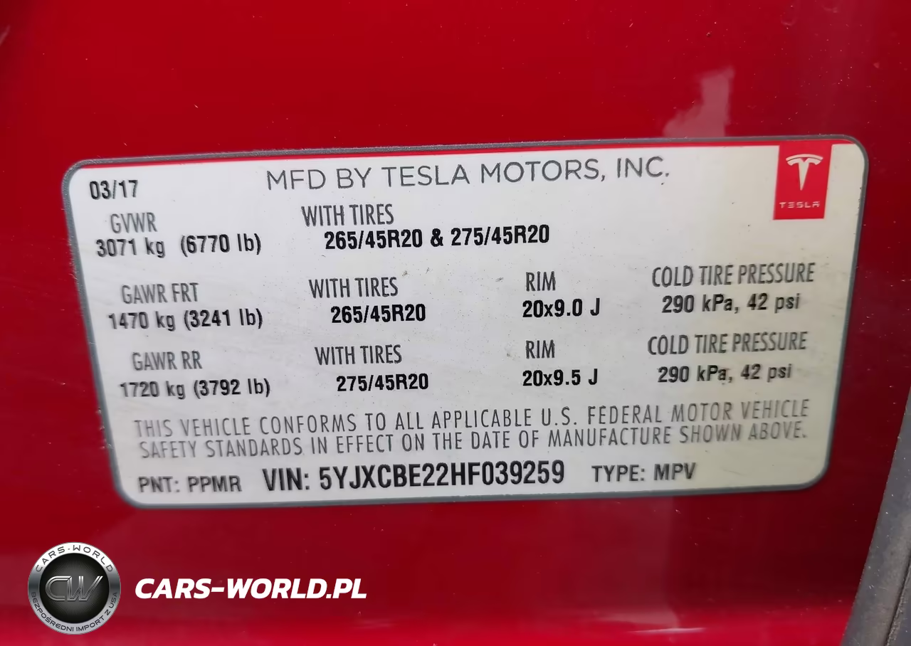 2017 Tesla Model X VIN:5YJXCBE22HF039259 - 9