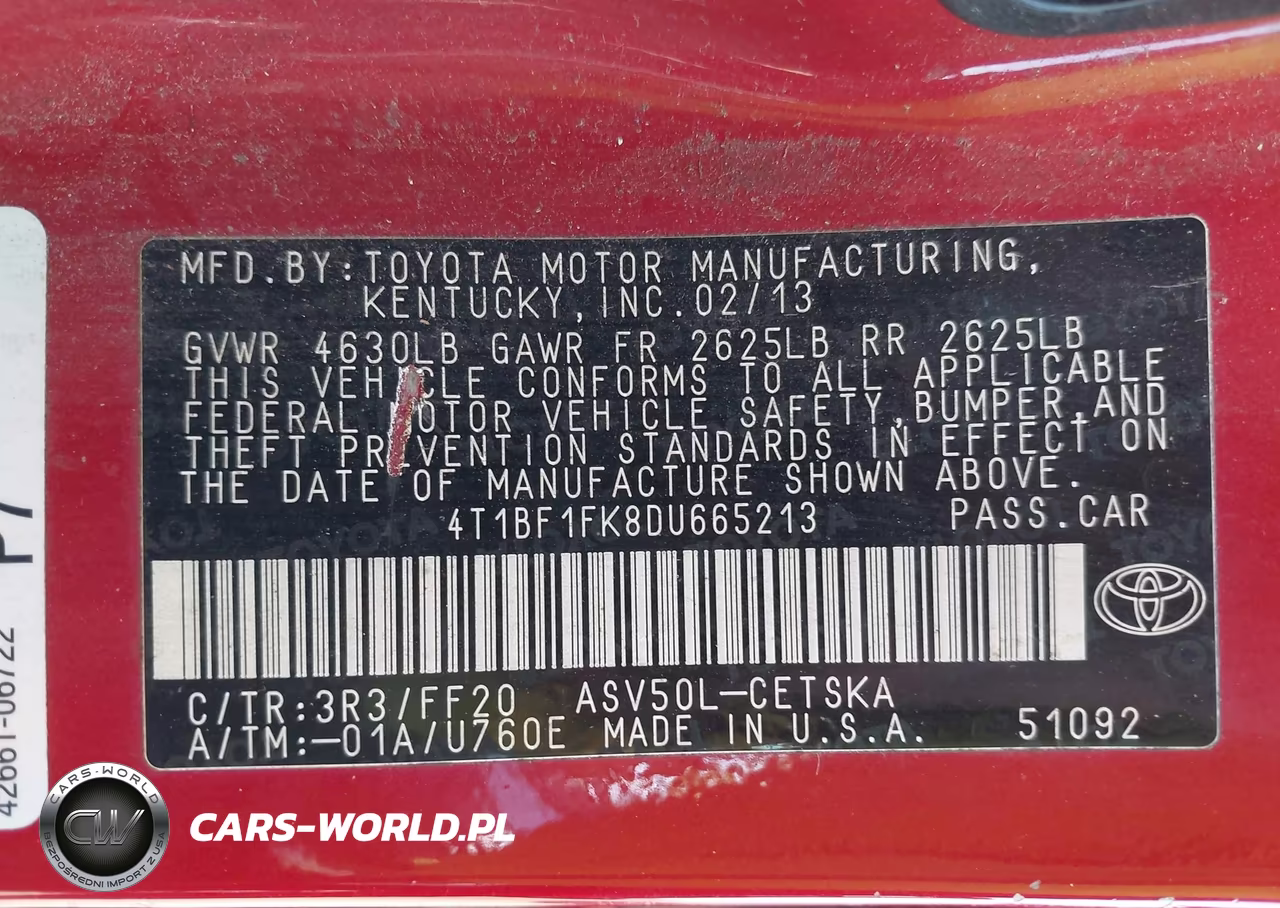 2013 Toyota Camry Se VIN:4T1BF1FK8DU665213 - 9