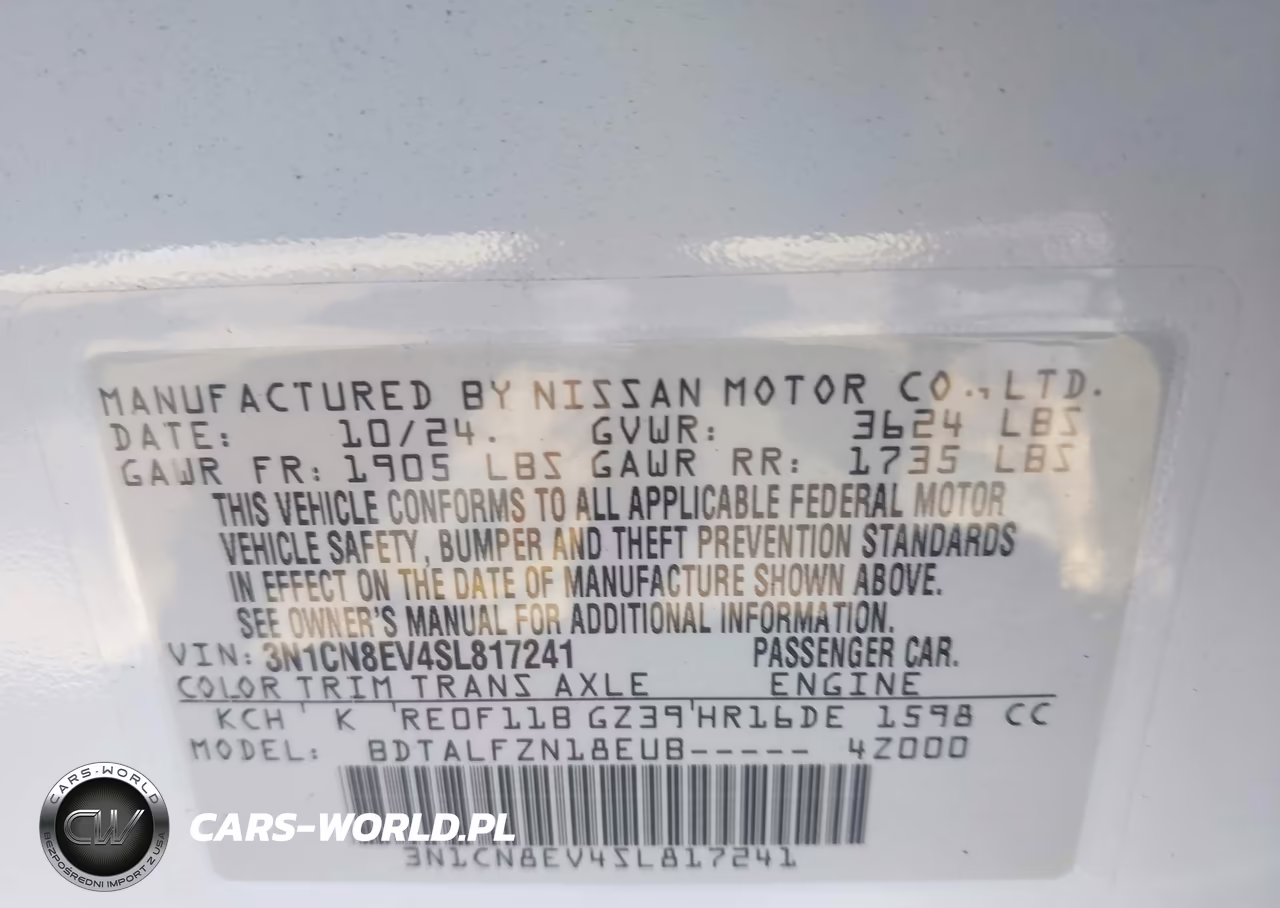 2025 Nissan Versa 1.6 Sv VIN:3N1CN8EV4SL817241 - 9