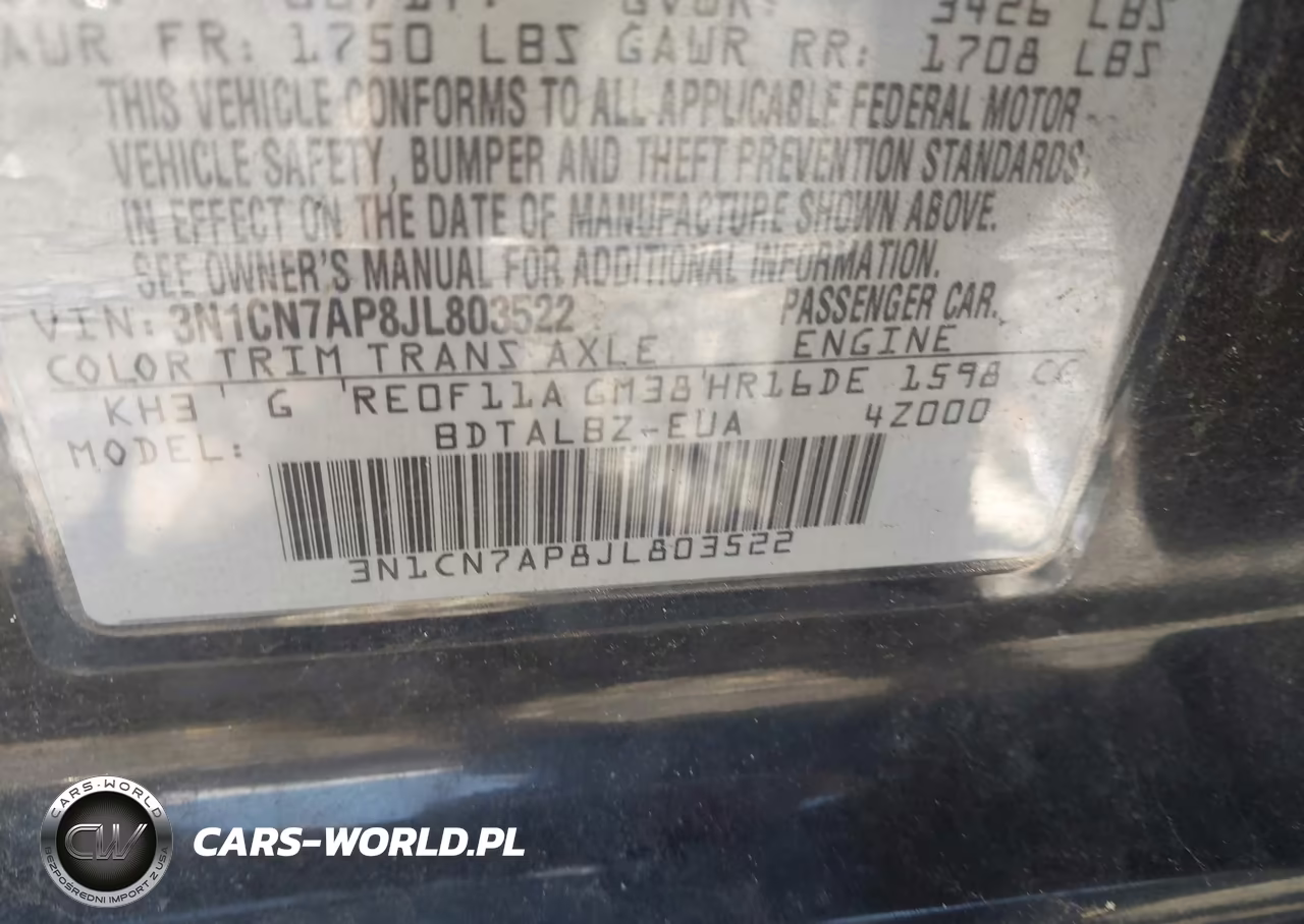 2018 Nissan Versa 1.6 Sv VIN:3N1CN7AP8JL803522 - 9