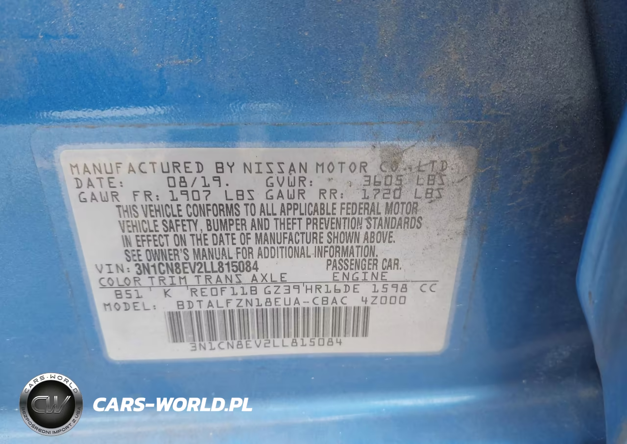 2020 Nissan Versa Sv Xtronic Cvt VIN:3N1CN8EV2LL815084 - 9