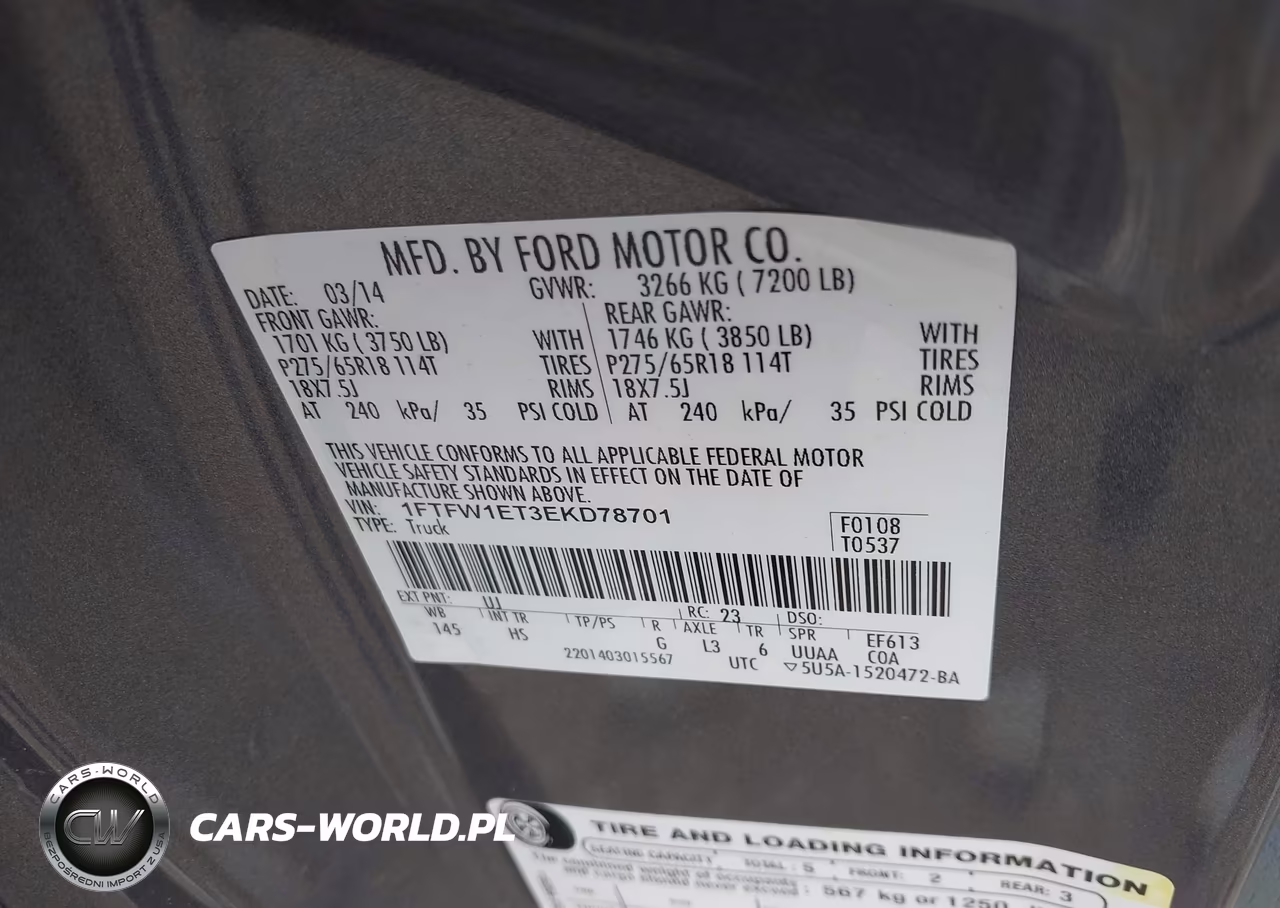 2014 Ford F-150 Lariat VIN:1FTFW1ET3EKD78701 - 9