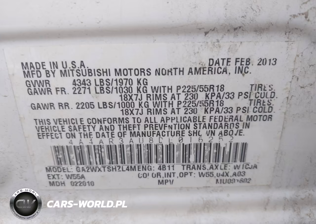 2013 Mitsubishi Outlander Sport Es VIN:4A4AR3AU8DE016252 - 9