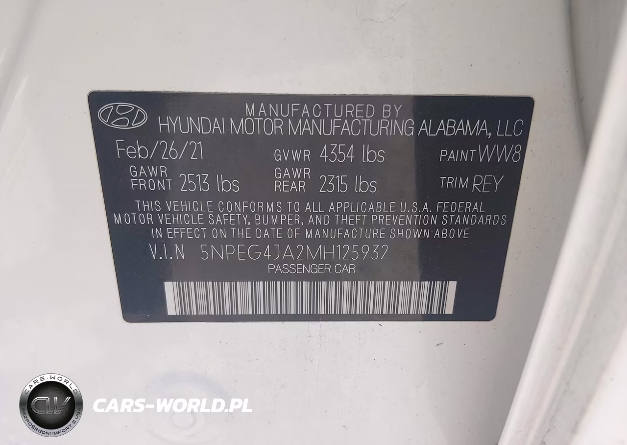 2021 Hyundai Sonata Se VIN:5NPEG4JA2MH125932 - 9