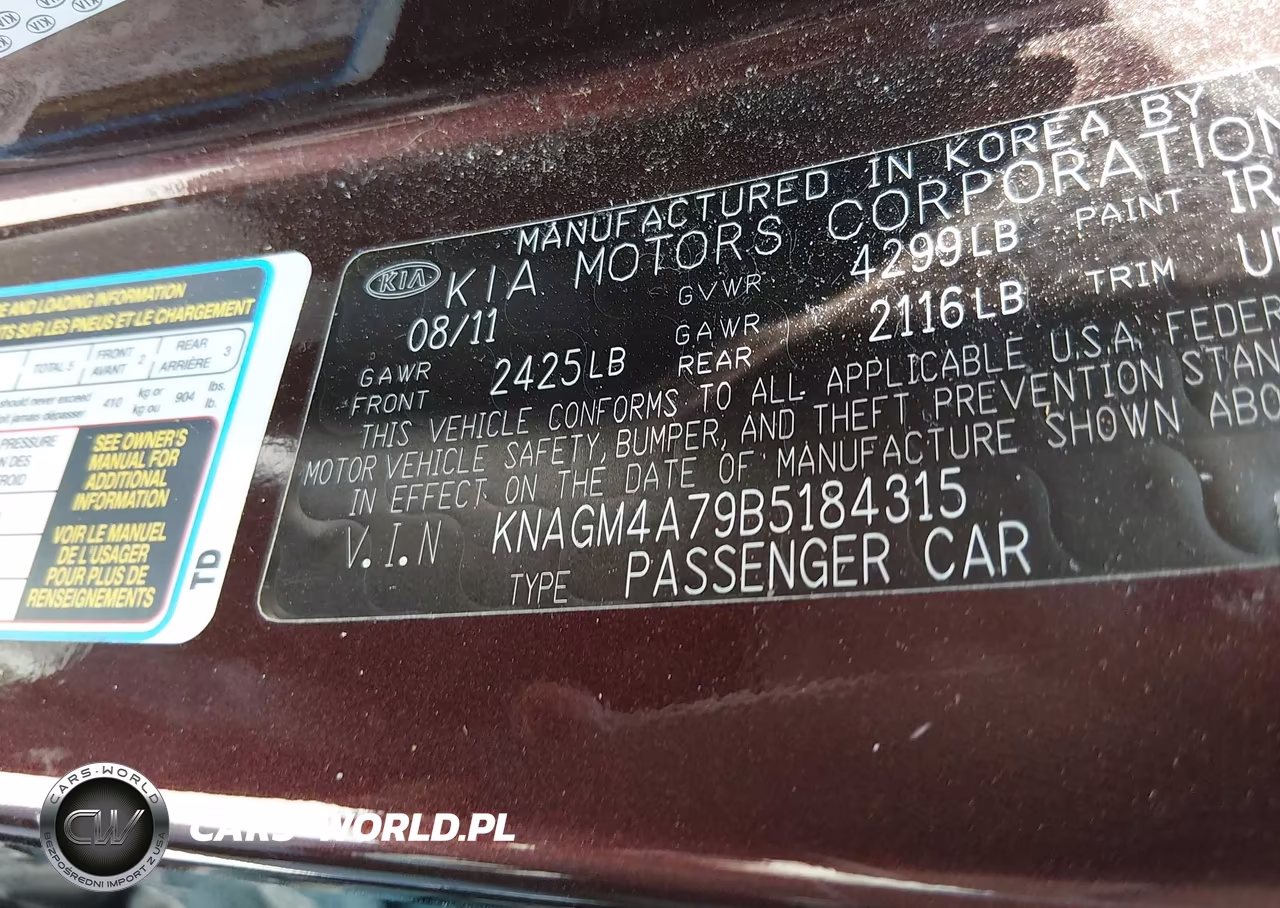 2011 Kia Optima Lx VIN:KNAGM4A79B5184315 - 9