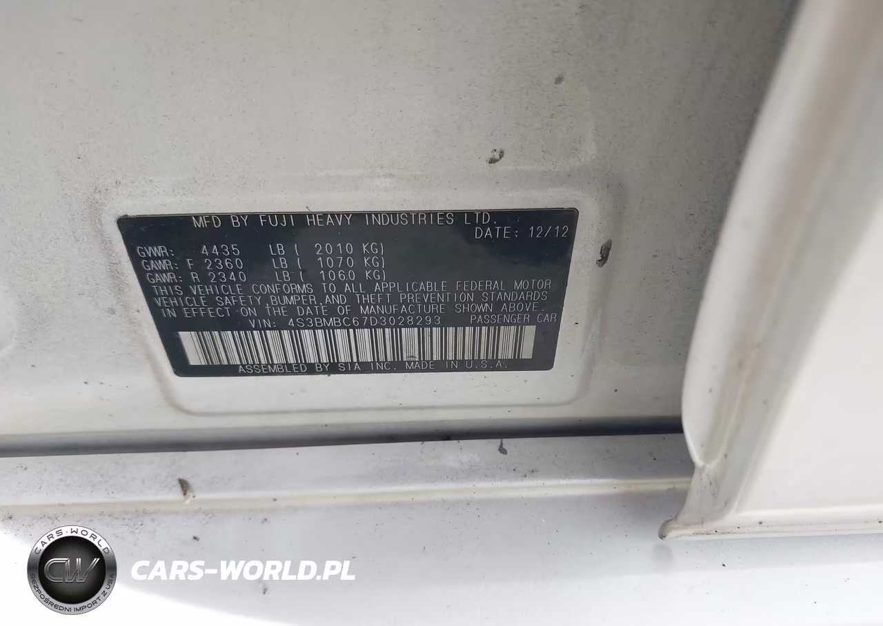 2013 Subaru Legacy 2.5I Premium VIN:4S3BMBC67D3028293 - 9