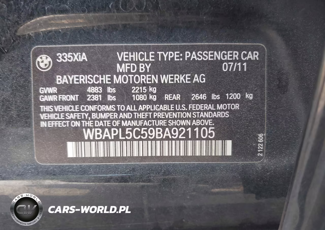 2011 BMW 335I xDrive VIN:WBAPL5C59BA921105 - 9