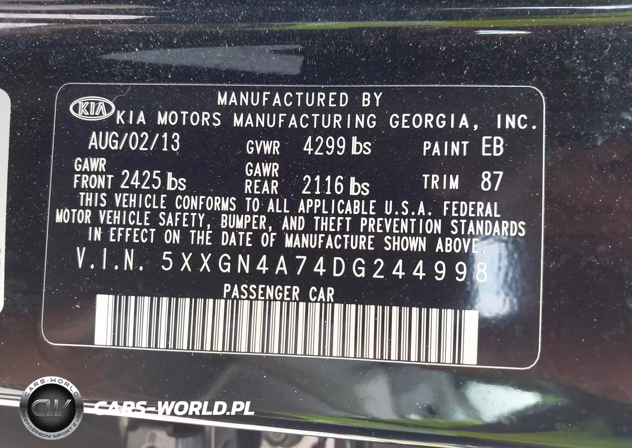 2013 Kia Optima Ex VIN:5XXGN4A74DG244998 - 9