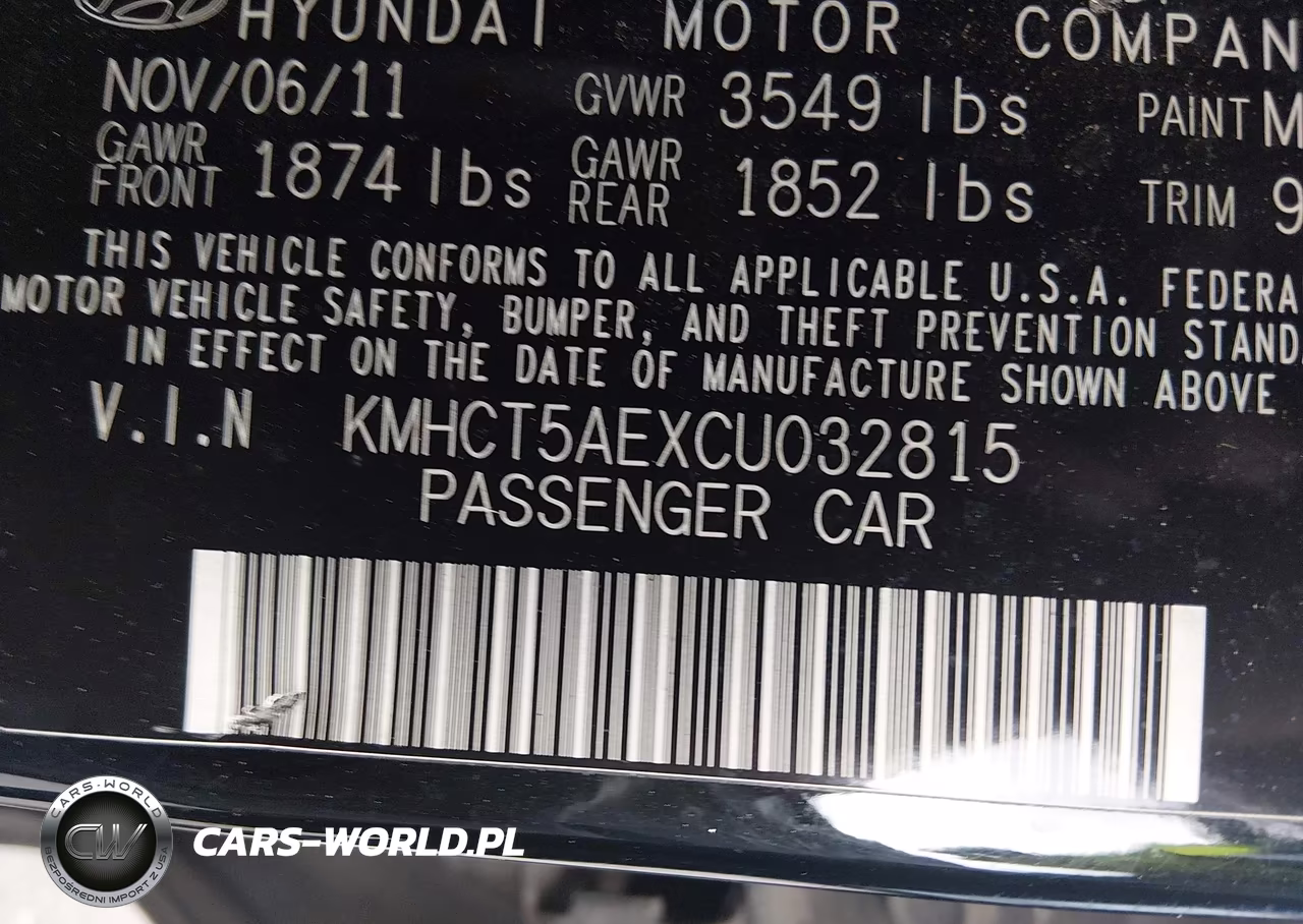 2012 Hyundai Accent Gs VIN:KMHCT5AEXCU032815 - 9